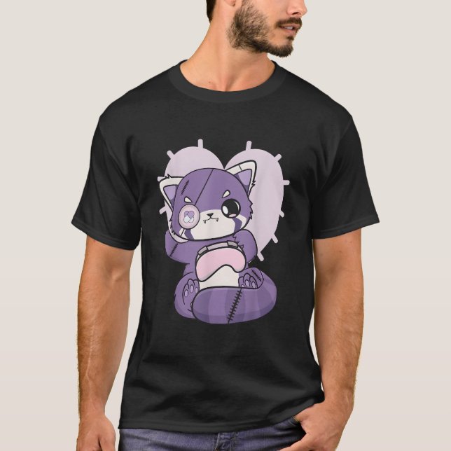 Yami Kawaii Red Panda Gamer Hera Otaku Anime Nugot T Shirt (Framsida)