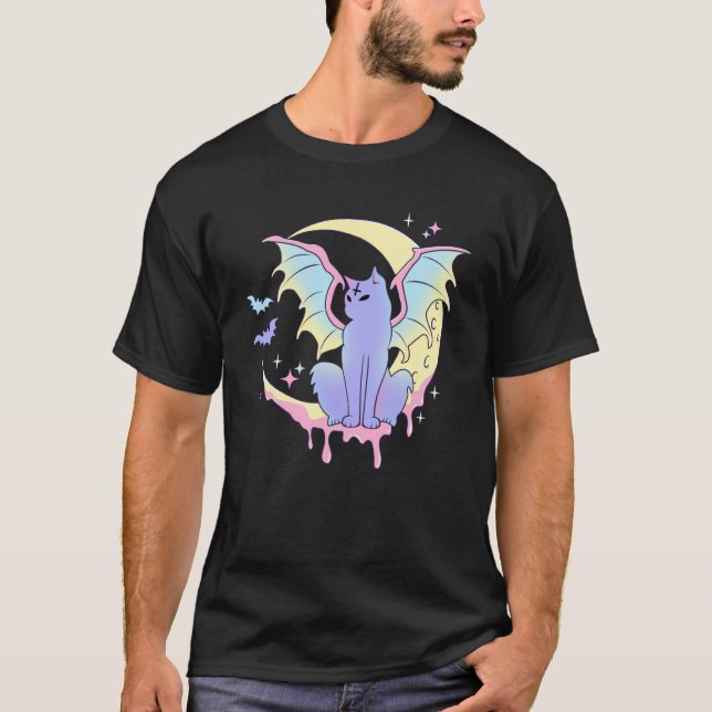 Yami Måne Phases Pastel Goth Cat Kattunge Pagan Wi T Shirt (Framsida)