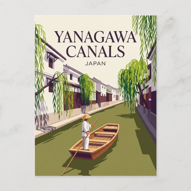 Yanagawa-kanalerna Japan Vykort (Framsida)