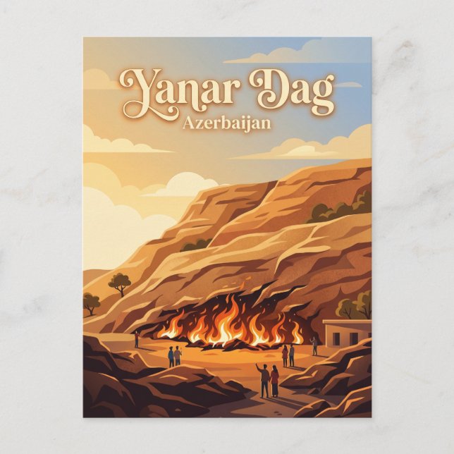 Yanar Dag (Brinnande berg) Azerbajdzjan Vykort (Framsida)