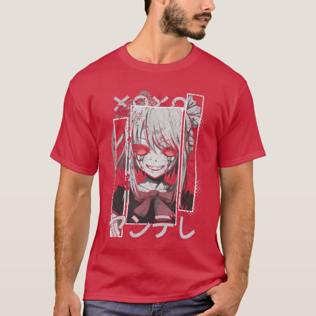 Yandere Anime Menhera Girl Kawaii Japanese Horror  T Shirt (Framsida)