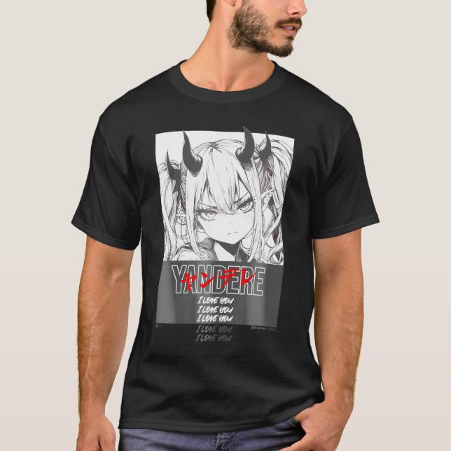 Yandere Girl Japansk Manga Anime Aesthetic T Shirt (Framsida)