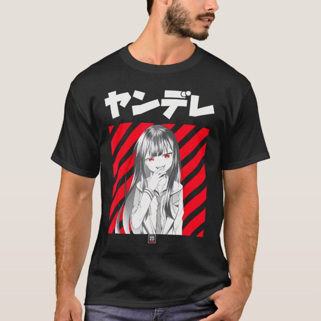 Yandere Kawaii Japanska Anime T Shirt (Framsida)