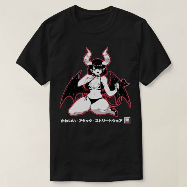 Yandere Succubus Kawaii Japanska Anime Pullover Ho T Shirt (Design framsida)