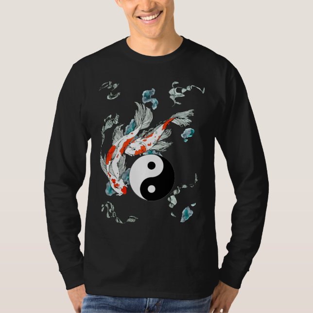 Yang Koi Fish Bläck T Shirt (Framsida)