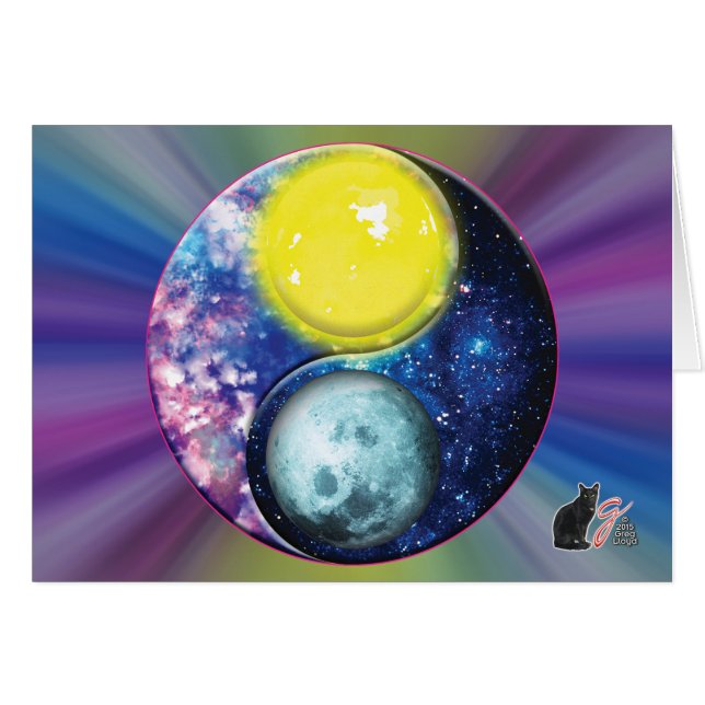 Yang-Yin/Sol-Måne Hälsningskort (Framsidan Horizontal)