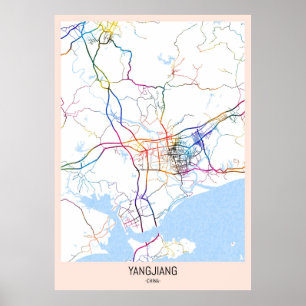 Yangjiang Kina Stadskarta Poster