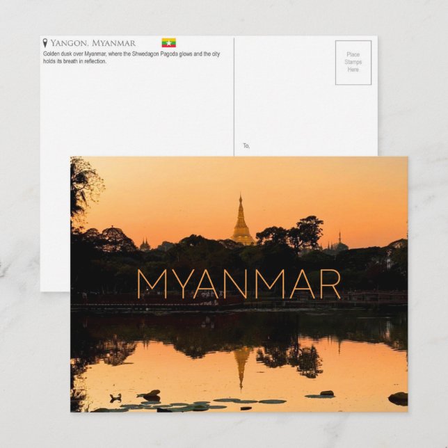 Yangon, Myanmar Resebrev vykort (Fram/baksida)