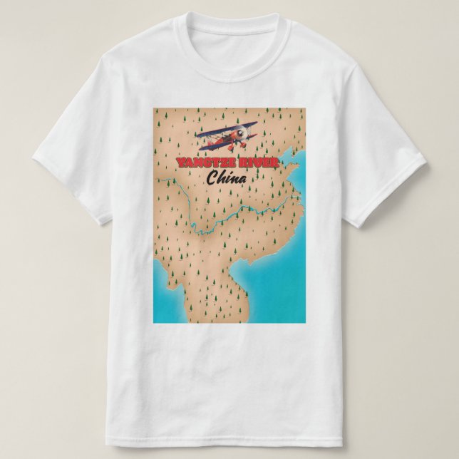 Yangtze floden Kina kartaffisch T Shirt (Design framsida)