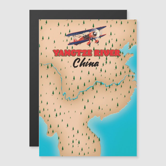 Yangtze River China karta poster (Fram/baksida)