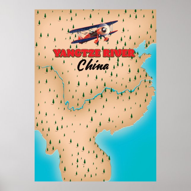 Yangtze River China karta poster (Framsidan)