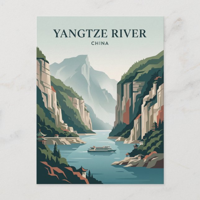 Yangtzefloden Kina Vykort (Framsida)