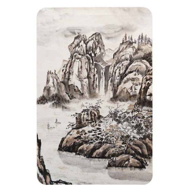 Yangze River med Waterfall Magnet (Vertikal)