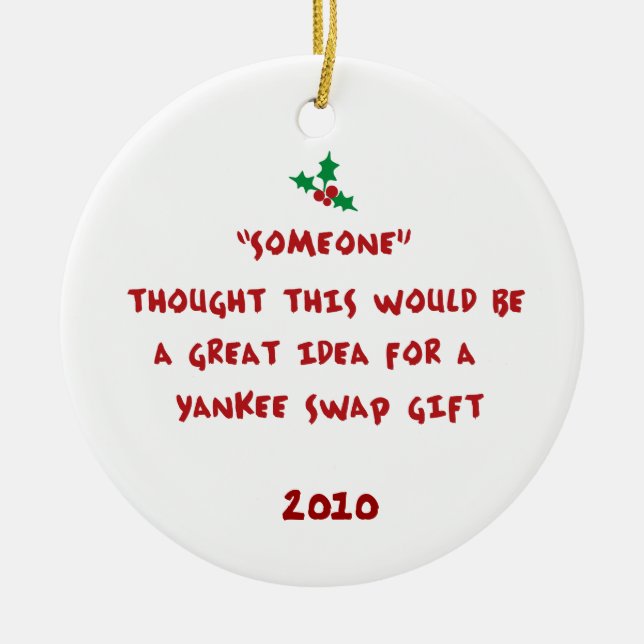 Yankee Swap Gift-Holly & Berries Julgransprydnad Keramik (Framsidan)