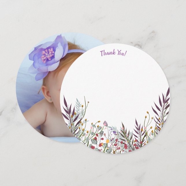 Yanna Rund Foto Tackkort Inbjudningar (Fram/baksida)