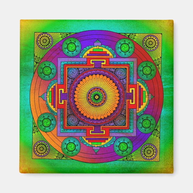 YANTRA - underbara hjulet - grönt violett Magnet (Framsidan)