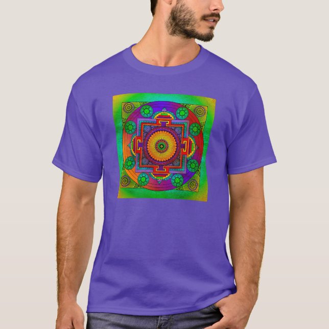 YANTRA - underbara hjulet - grönt violett T Shirt (Framsida)