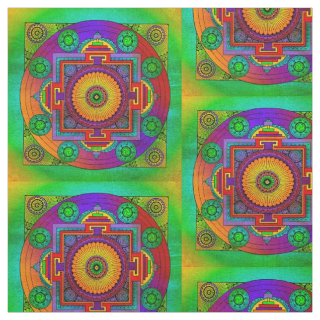 YANTRA - underbara hjulet - grönt violett Tyg (Provkarta)