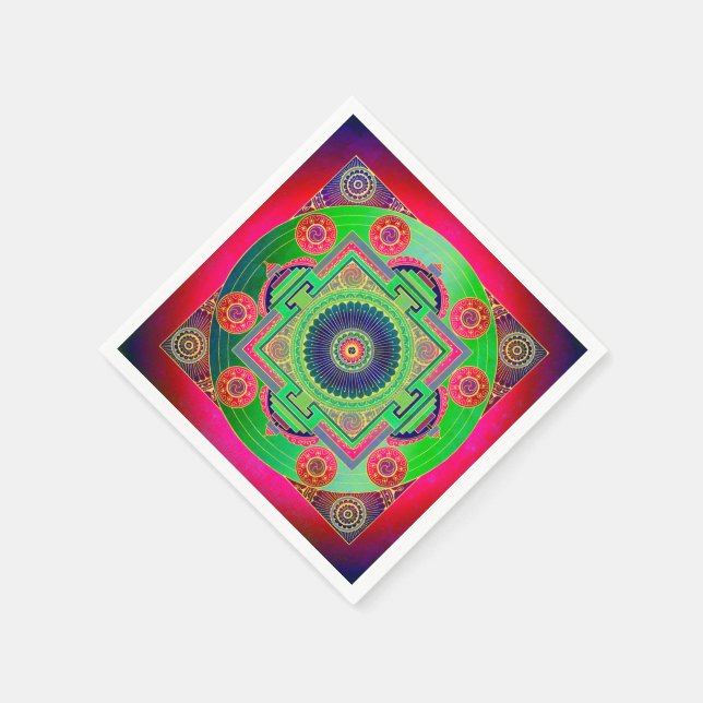 YANTRA - underbara hjulet - gröntens rosa Pappersservett (Hörn)