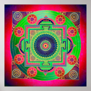 YANTRA - underbara hjulet - gröntens rosa Poster