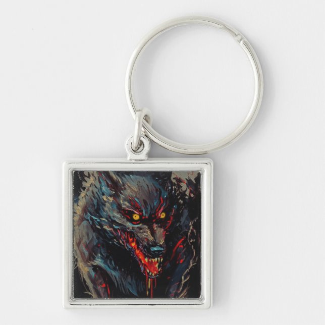 YAOGUAI | Premium Keychain Fyrkantig Silverfärgad Nyckelring (Framsidan)