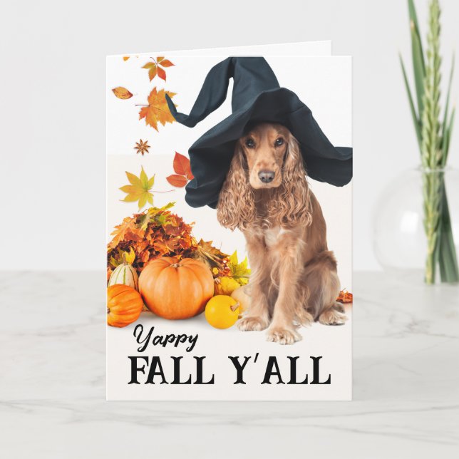 Yappy Fall Y'all Halloween Cocker Spain Kort (Framsida)