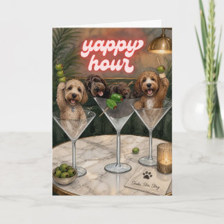 Yappy Hour Hund Cocktail Glad Tid Greeting Card Kort