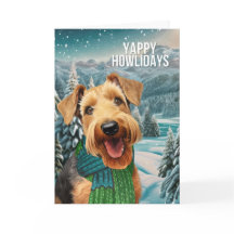 Yappy Howlidays Airedale Terrier i Winter Scarf