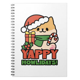 Yappy Howlidays - Cute God-Tecknaden Hund Anteckningsbok