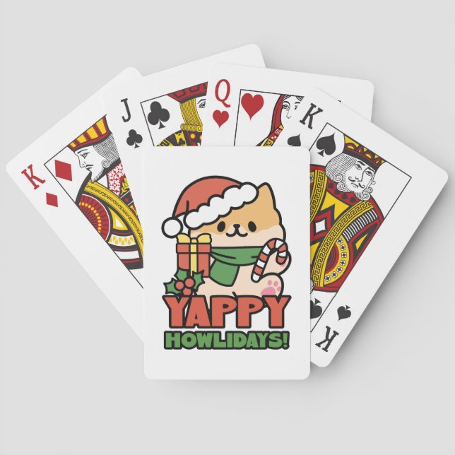 Yappy Howlidays - Cute God-Tecknaden Hund Casinokort (Baksidan)