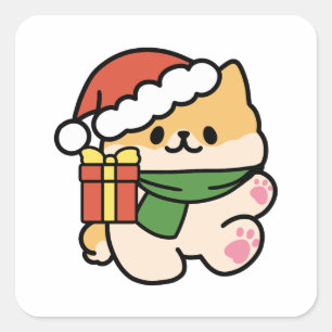 Yappy Howlidays - Cute God-Tecknaden Hund Fyrkantigt Klistermärke