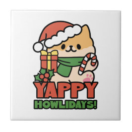 Yappy Howlidays - Cute God-Tecknaden Hund Kakelplatta