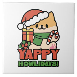 Yappy Howlidays - Cute God-Tecknaden Hund Kakelplatta