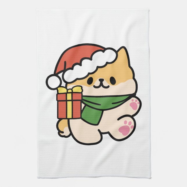 Yappy Howlidays - Cute God-Tecknaden Hund Kökshandduk (Vertikal)