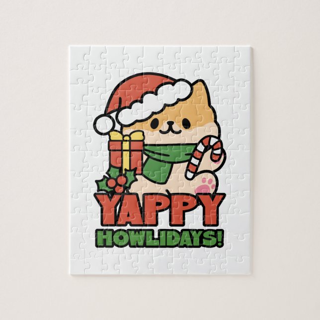 Yappy Howlidays - Cute God-Tecknaden Hund Pussel (Vertikal)