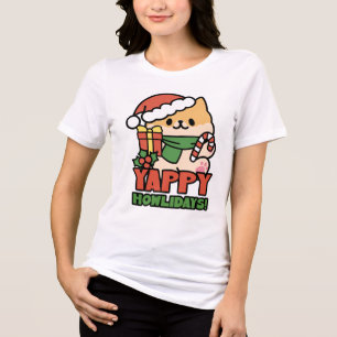 Yappy Howlidays - Cute God-Tecknaden Hund T Shirt
