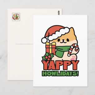 Yappy Howlidays - Cute God-Tecknaden Hund Vykort