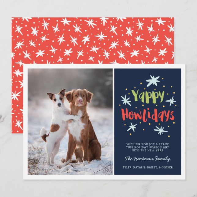 Yappy Howlidays Hund jul - fotnotsflottan Julkort (Fram/baksida)