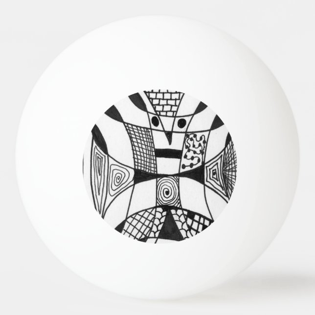 "Yappy Hund" Abstrakt Ping Pong Boll (Baksidan)