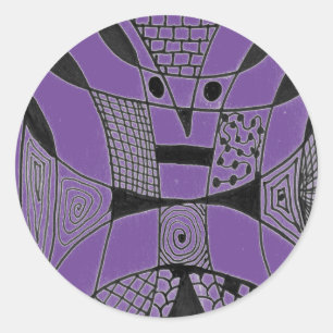 "Yappy Hund on Lila" Abstract Design Sticker Runt Klistermärke