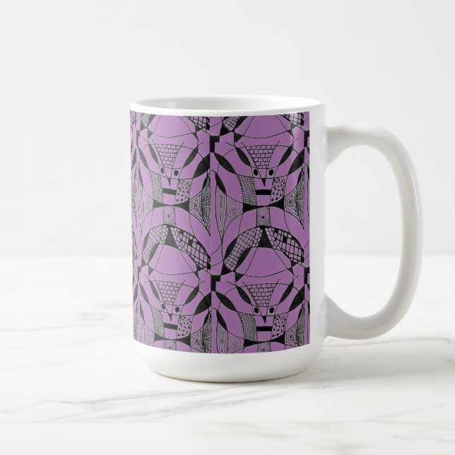"Yappy Hund on Lila Tiled" Abstract Design Mugg (Höger)