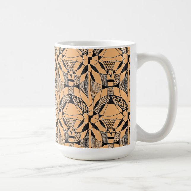 "Yappy Hund on Orange Tiled" Abstract Design Mugg (Höger)