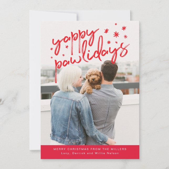 Yappy Pawlidays Hund julfoto Julkort (Framsida)