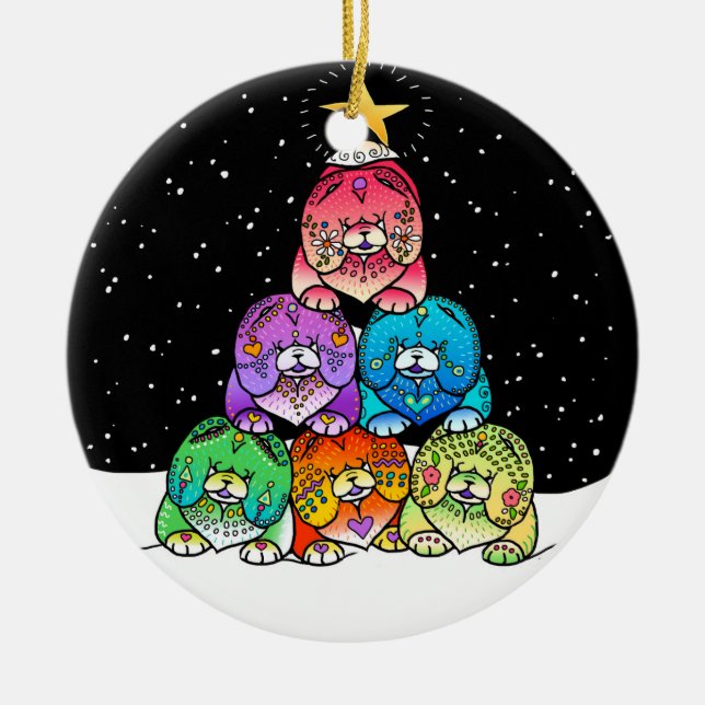 YAPPY prydnad för CHOWLIDAYS-Chowporslin Julgransprydnad Keramik (Framsidan)