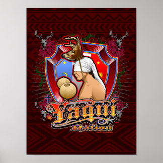 Yaqui Hjort Dancer Art print on deep red 2 Poster