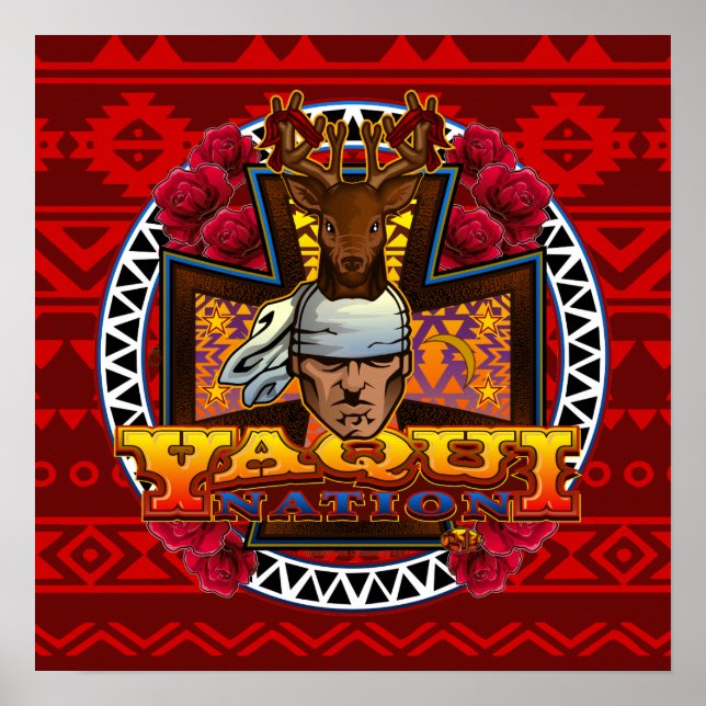 Yaqui Hjort Dancer-design poster på rött (Framsidan)