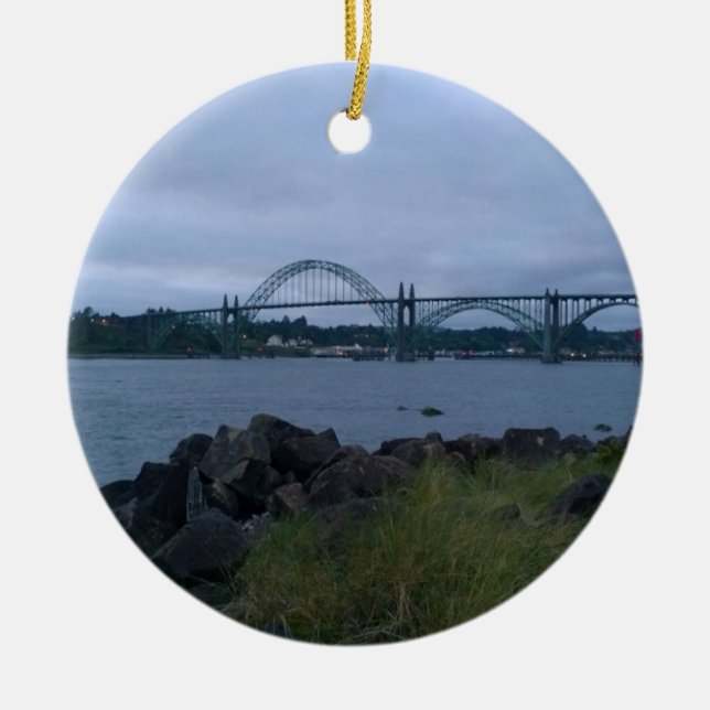 Yaquina Bay Bridge, Newport, Oregon Julgransprydnad Keramik (Framsidan)