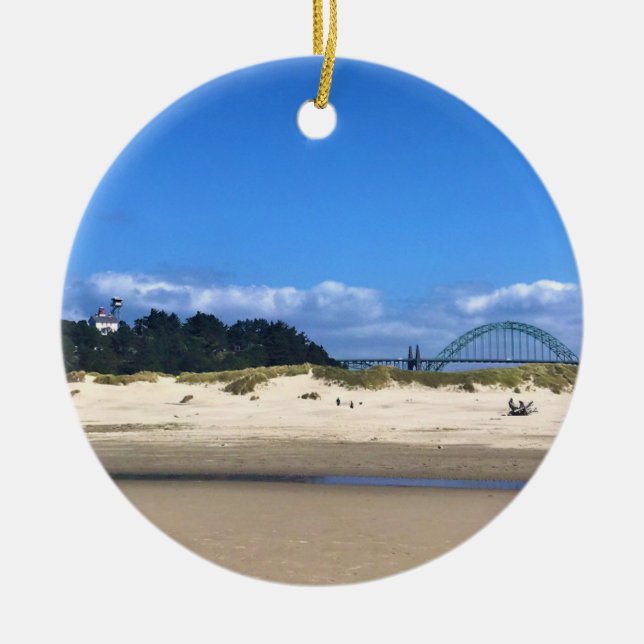 Yaquina Bay fyr, Newport, Oregon Julgransprydnad Keramik (Framsidan)