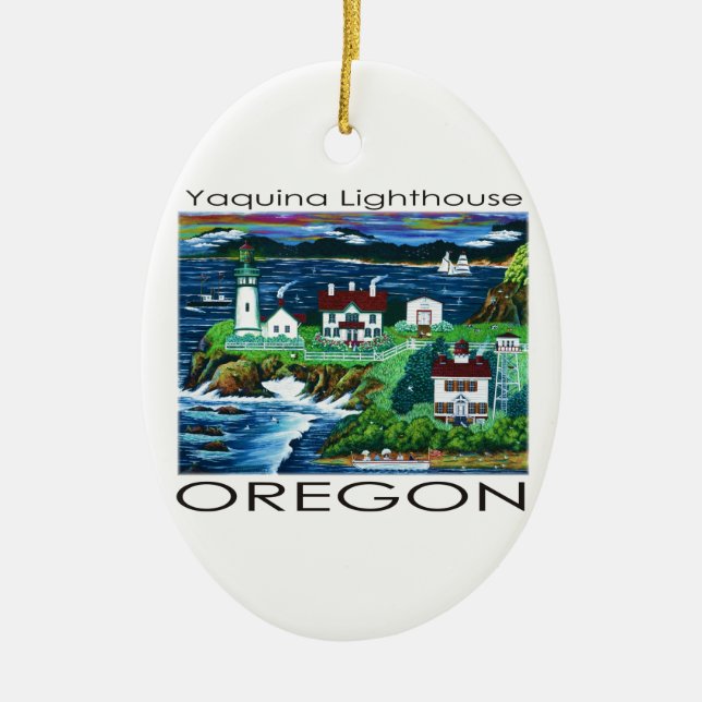 Yaquina fyr~ Oregon Julgransprydnad Keramik (Framsidan)