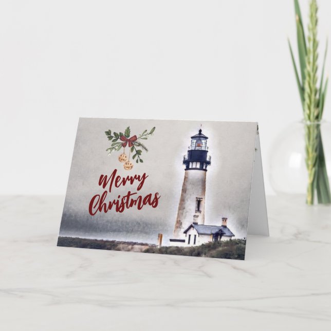 Yaquina Head Lighthouse God jul Helgdag Kort (Framsida)